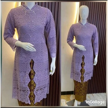 RC Stelan Kebaya Payet Brokat Mewah-kebaya wisuda songket-atasan kebaya modren elegan-kebaya akad