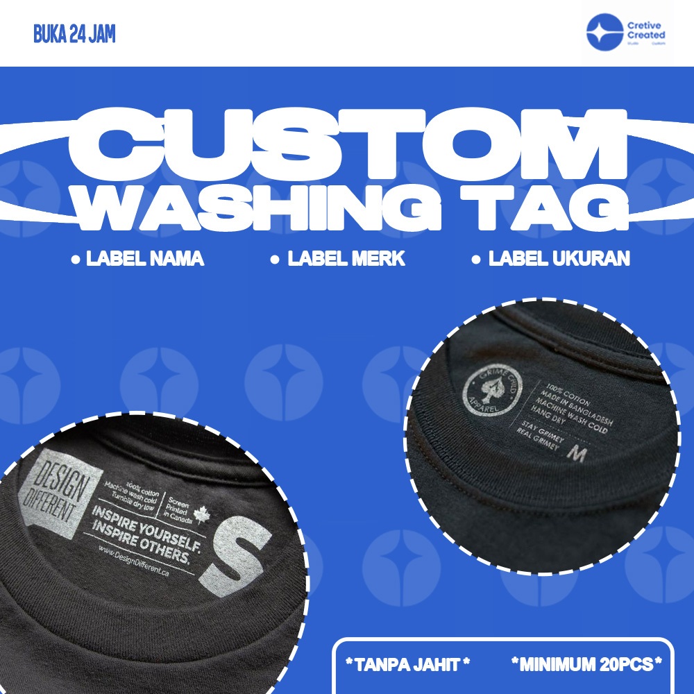 

Label Setrika DTF Custom Tanpa Jahit Min 20pcs | Label nama | label merk | label ukuran