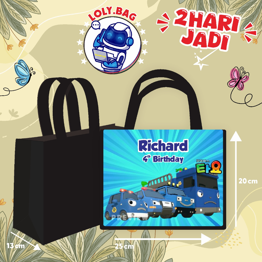 

Tas Ultah / Tas Ulang Tahun Murah/Goodie bag murah/souvenir ultah/Tas tema TAYO