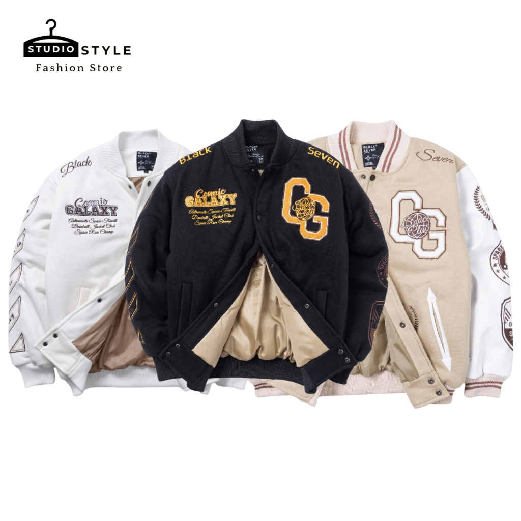 Varsity Jacket Exlusive Blackseven | Cosmic Galaxy - Limited Edition - Cosmic White,Black,Cream