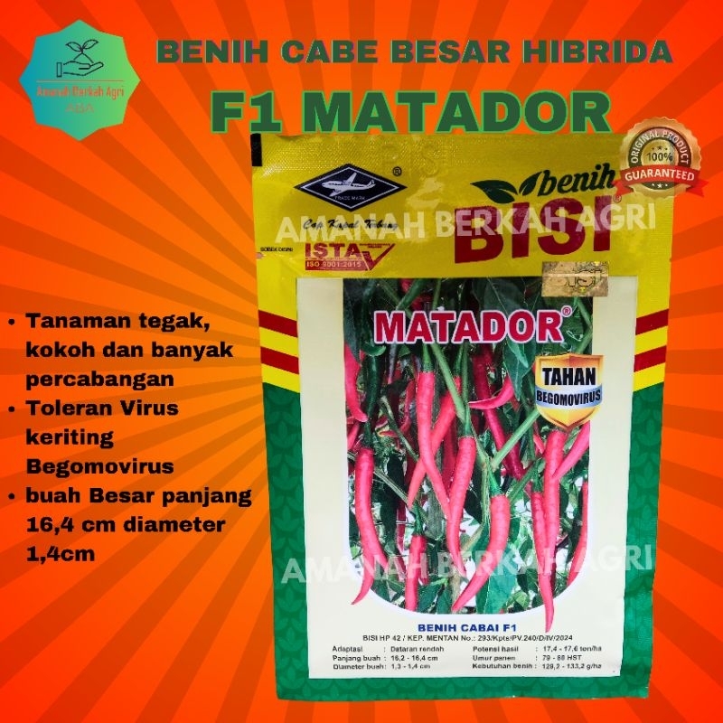 Benih Cabe Merah Besar Hibrida F1 Matador original 100%, isi 2250 biji