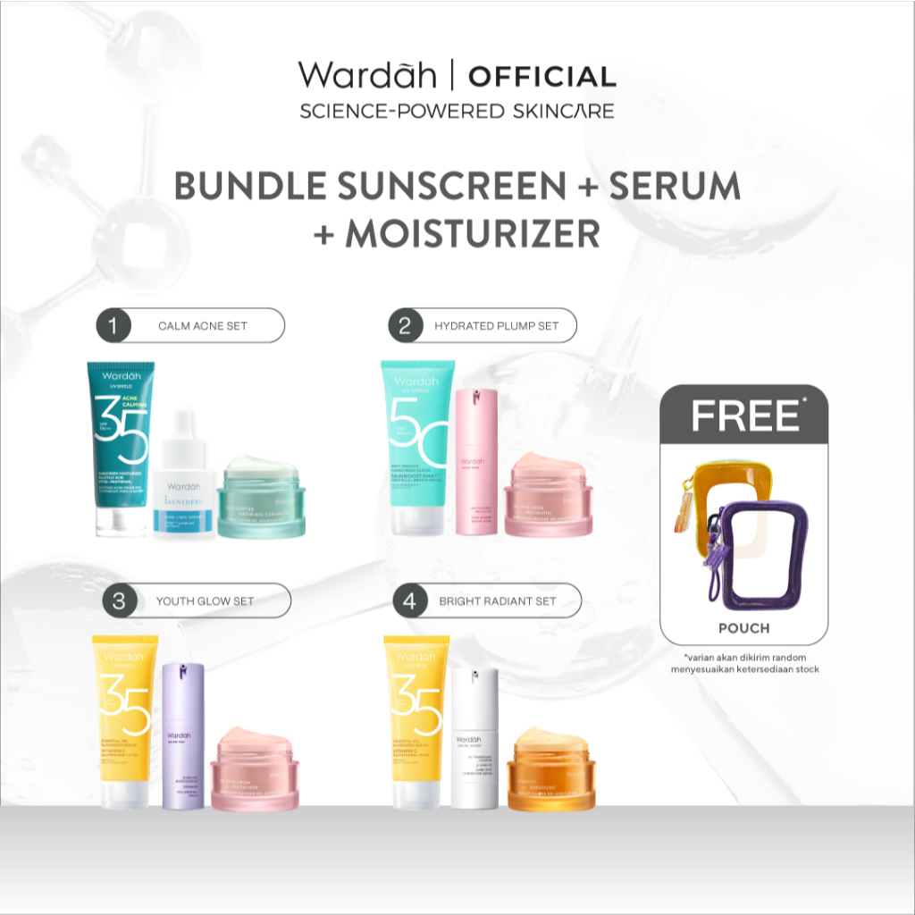 Paket WARDAH Isi 3 Gel Moisturizer + Serum + UV Shield (Tranexamic, VIt C, Cica, Hyaluron) - Skincar