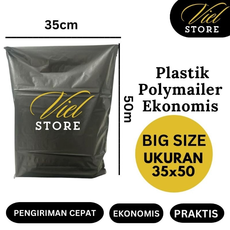 

Polymailer 35x50 HITAM Ekonomis, isi 100 lembar Kantong Packing Plastik Olshop Baju