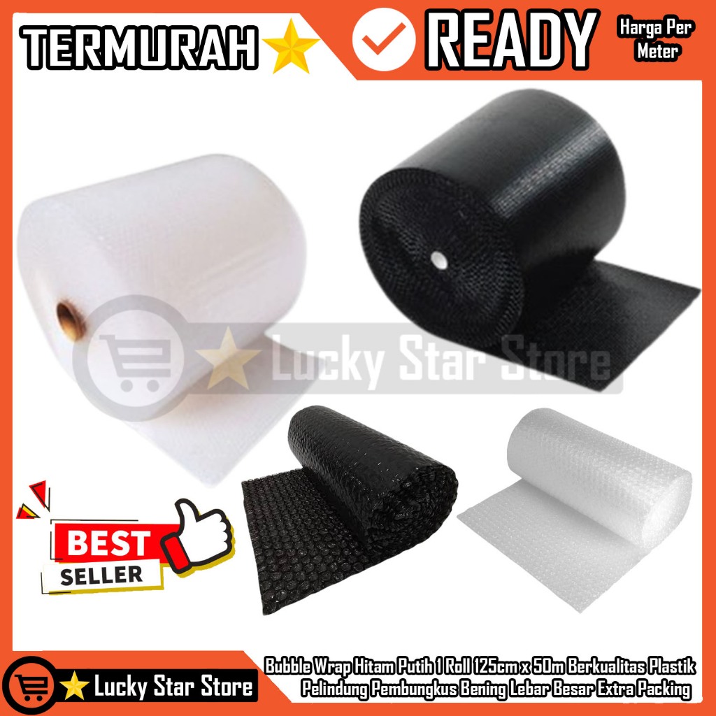 

Bubble Wrap Hitam Putih 1 Roll 125Cm x 50M Pelindung Barang Anti Rusak Tebal Extra Pelindung Pembungkus Bening Lebar Besar Packing Tambahan Jumbo Makanan Tanaman Kecil Pengiriman ADL Barang Pecah Belah