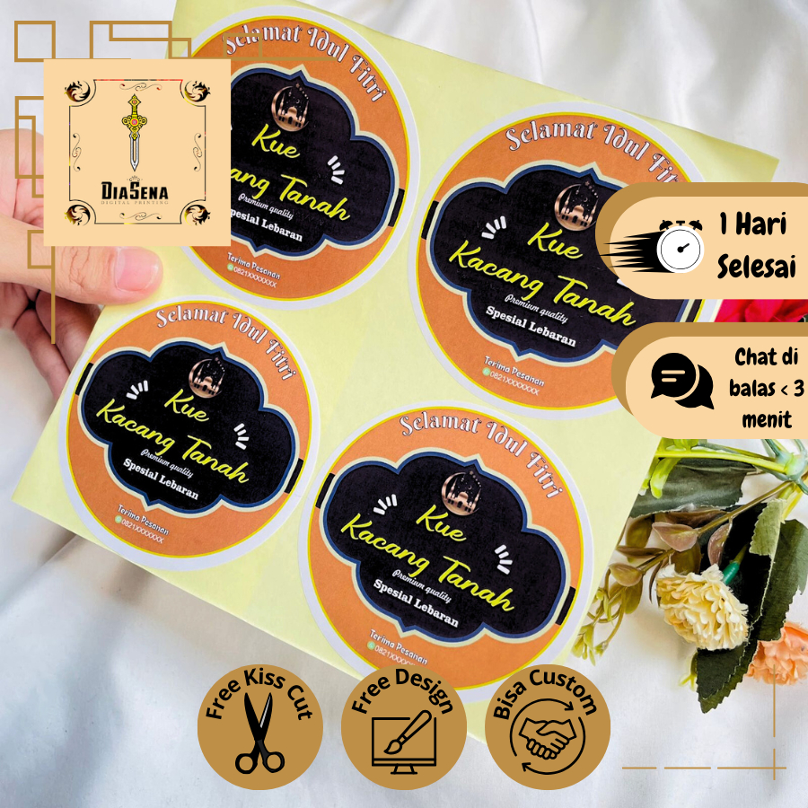 

Diasena Cetak Sticker Label Toples Kue Kering Lebaran Stiker Hampers Cookies Idul Fitri Bulat Murah