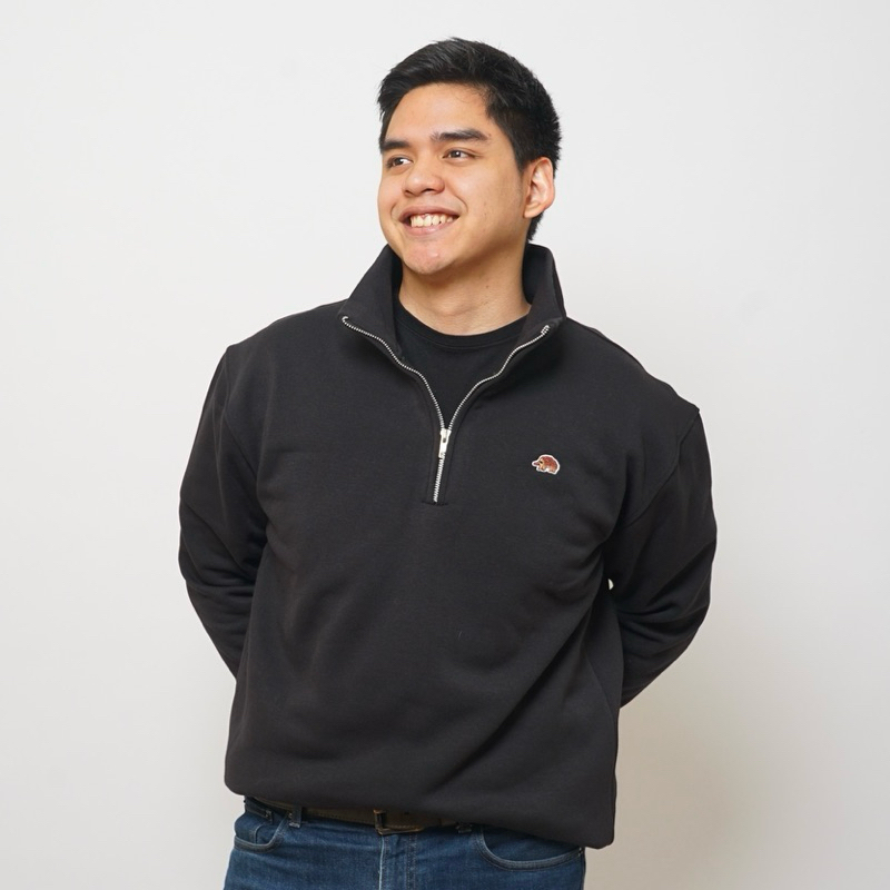 [CLEARANCE] Echidna -  Quarter Zip Pullover Jacket Black