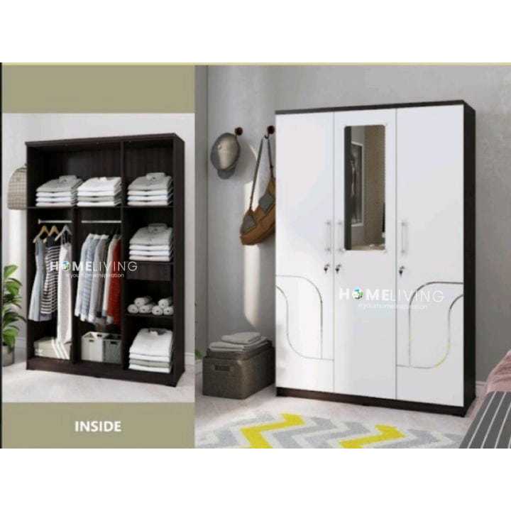 HOMELIVING-LEMARI PAKAIAN - LEMARI 3 PINTU -LEMARI MINIMALIS MODRN MURAH - LEMARI BAJU - LEMARI PONT