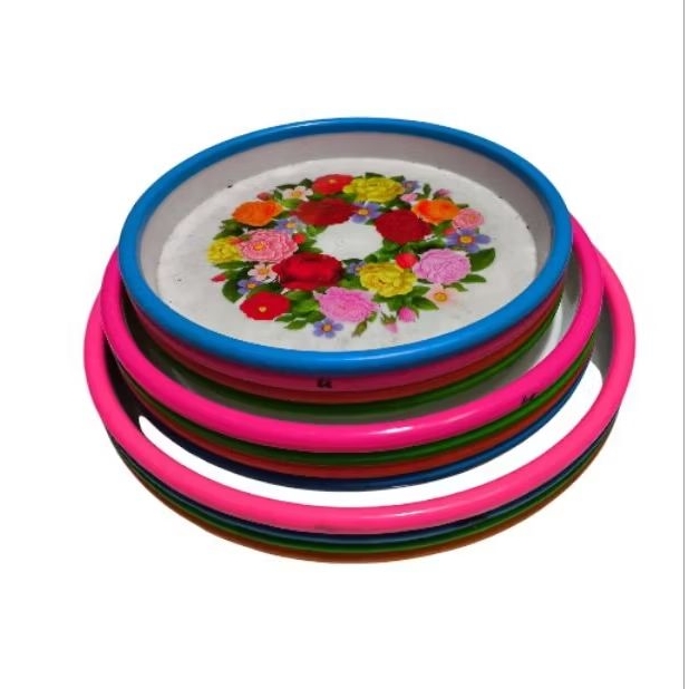 Nampan bulat plastik Nagata/tampah plastik tebal motif bunga