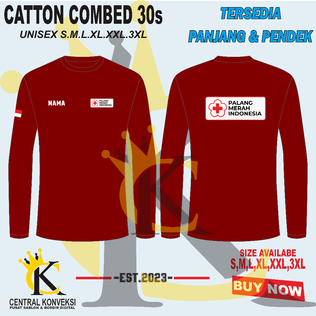 KAOS PALANG MERAH INDONESIA / KAOS PMI / TSHIRT KAOS PMI FREE NAMA