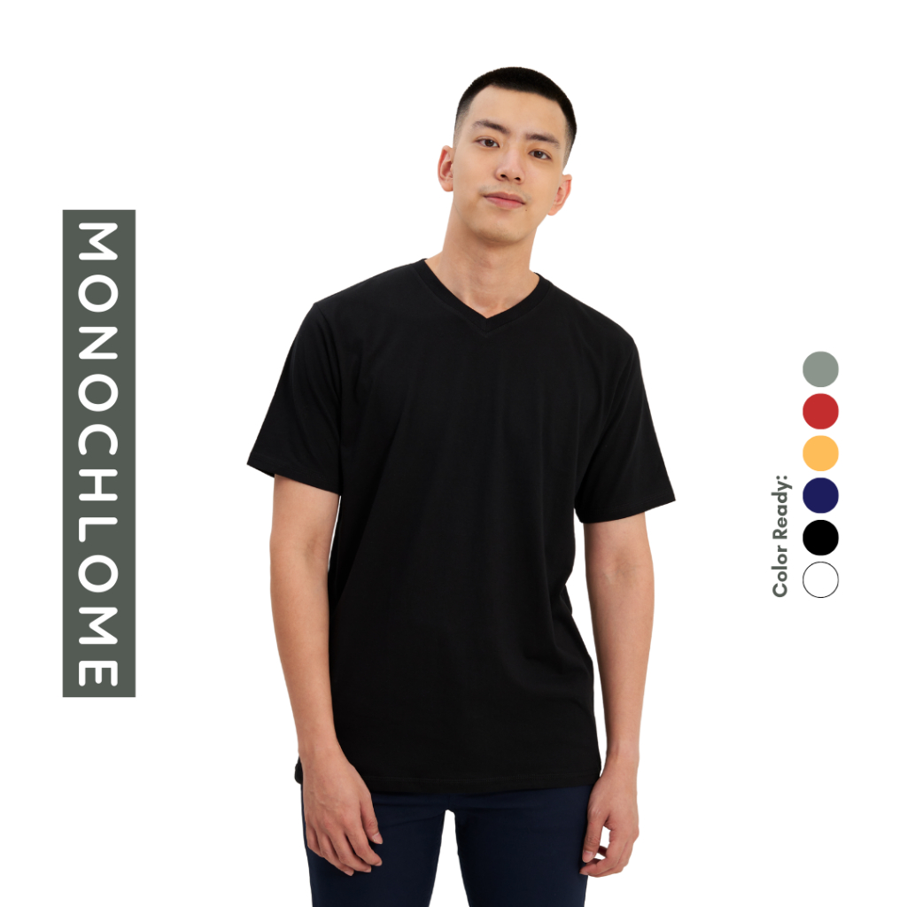 MONOCHLOME V-CLASSIC 30 T-Shirt Kaos Polos Lengan Pendek Kerah V-Neck Premium Soft Cotton Combed