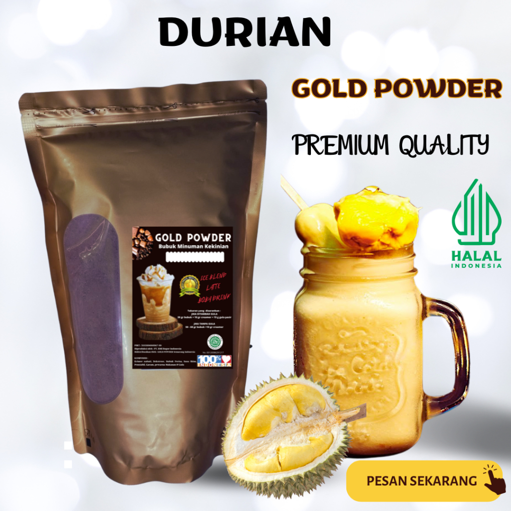 

Gold powder drink RASA DURIAN 1 Kg Bubuk minuman instan premium quality serbuk minuman rasa DUREN