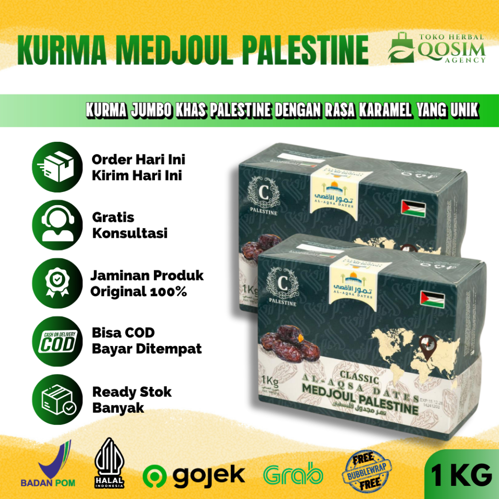 

Kurma Medjool Palestina 1Kg Kurma Jumbo 500gr Palestine Medjoul Dates