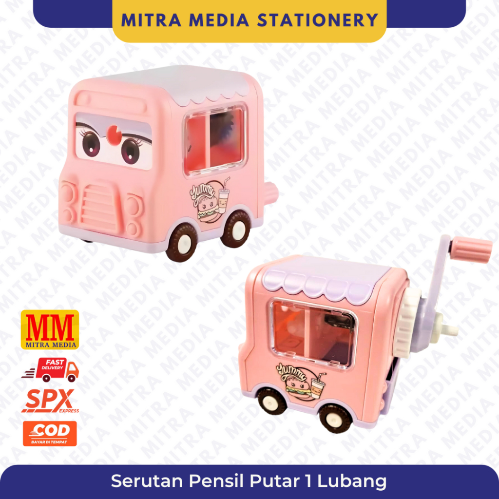 

Serutan Pensil Putar / Rautan Pensil Meja 1 Lubang Bentuk Mobil Pink Merah Muda / Rautan Anak