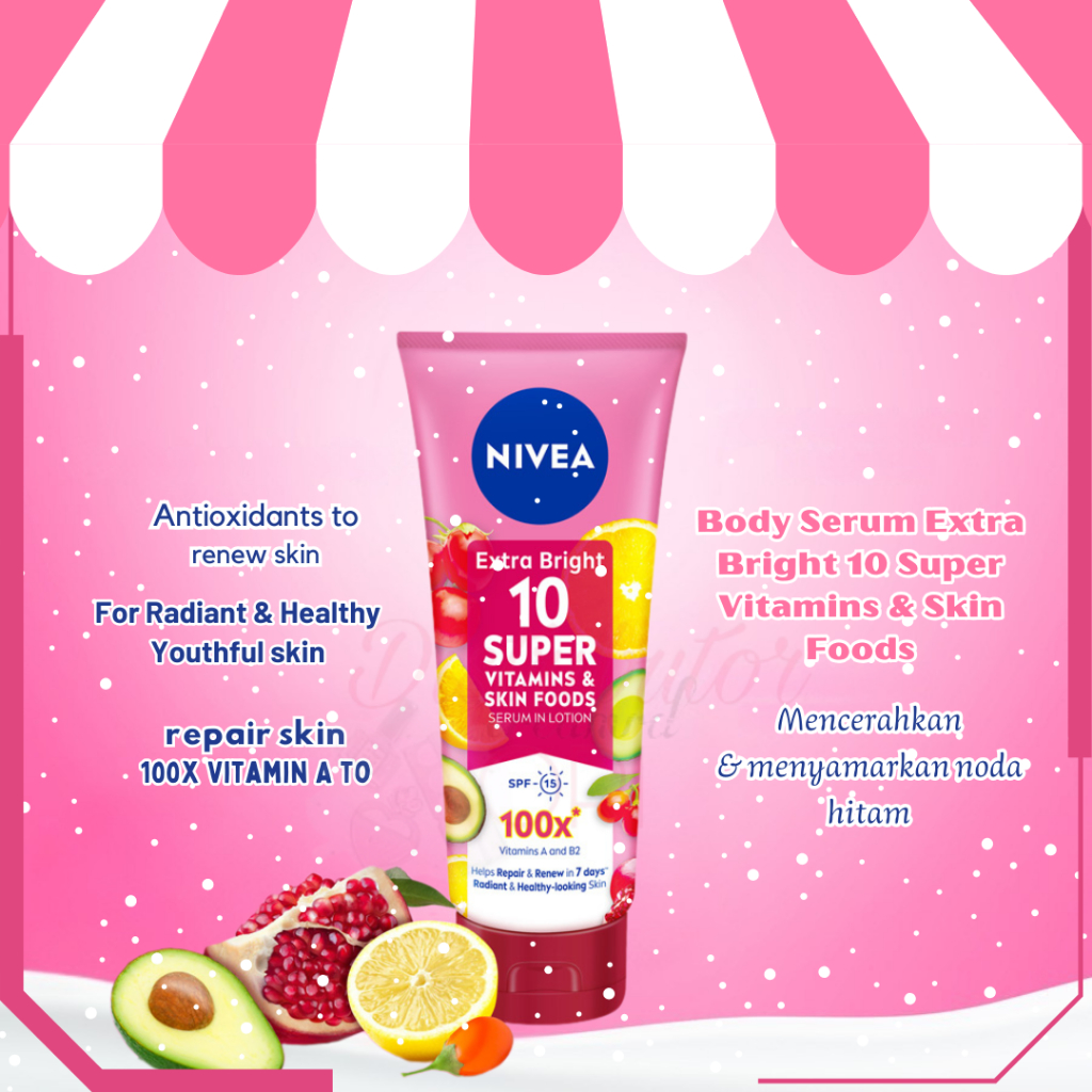 NIVEA Super Vitamin & Skin Food Extra Bright Body Serum 10  + Niacinamide SPF15 180mL
