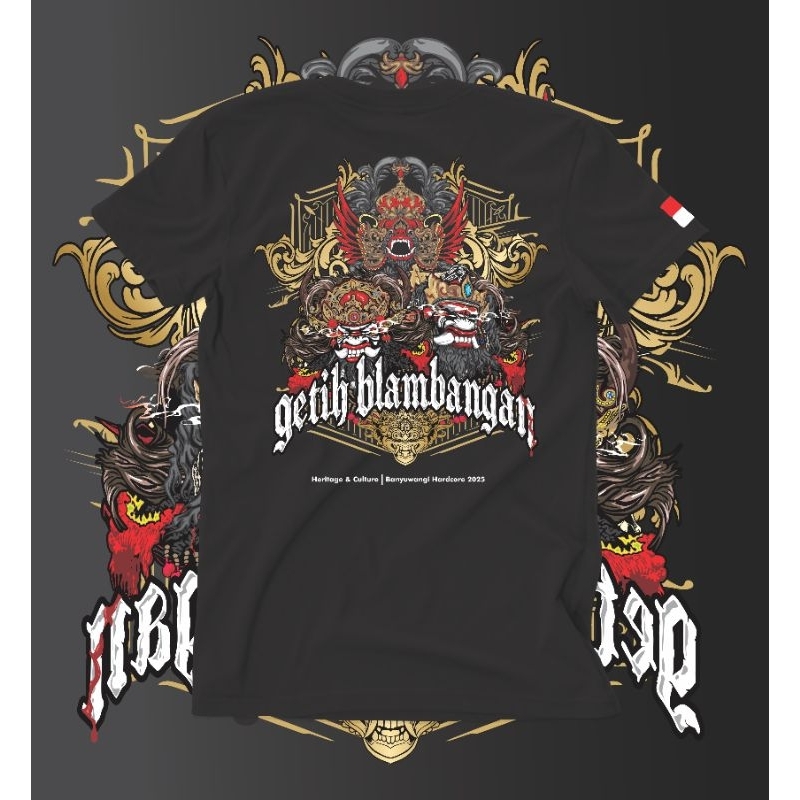 kaos dengan tema budaya Banyuwangi jaranan Buto