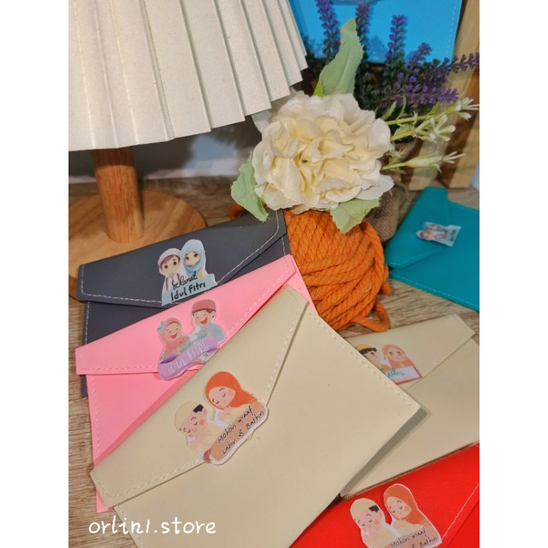 

dompet angpao lebaran kancing kartun isi 6 pc