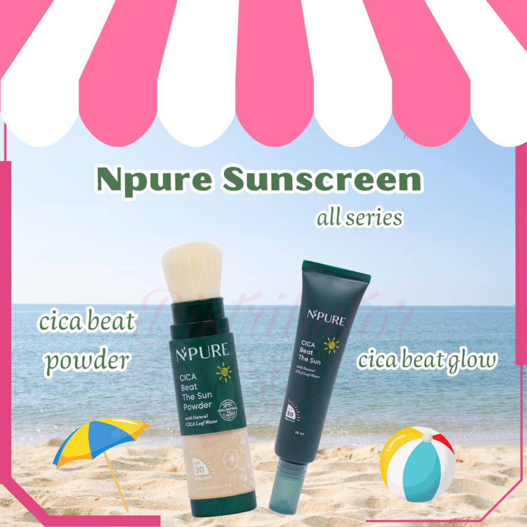 N'PURE Cica Beat The Sun SPF 50 PA ++++ npure sunscreen / beat powder bedak sunscreen