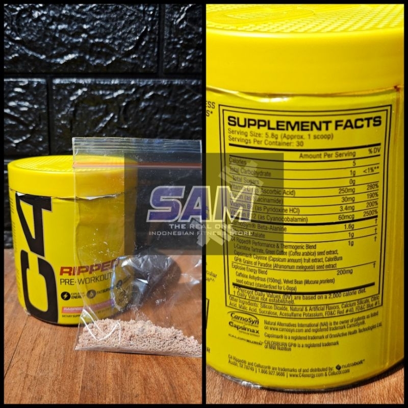 Suplemen Fitness Eceran Repack CELLUCOR C4 Ripped 1 serving Malang Pre Workout Fat Burner