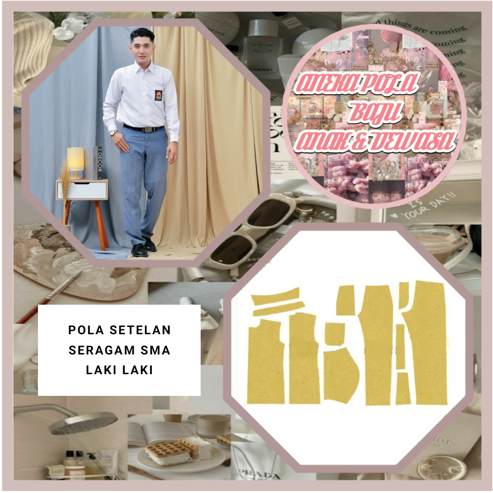Pola Setelan Seragam SMA Laki Laki | Pola Instan Seragam SMA Laki Laki | Pola Jiplak |