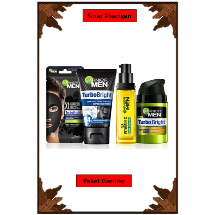 Paket Garnier Men Turbo Bright + mask + serum spf 50 + serum