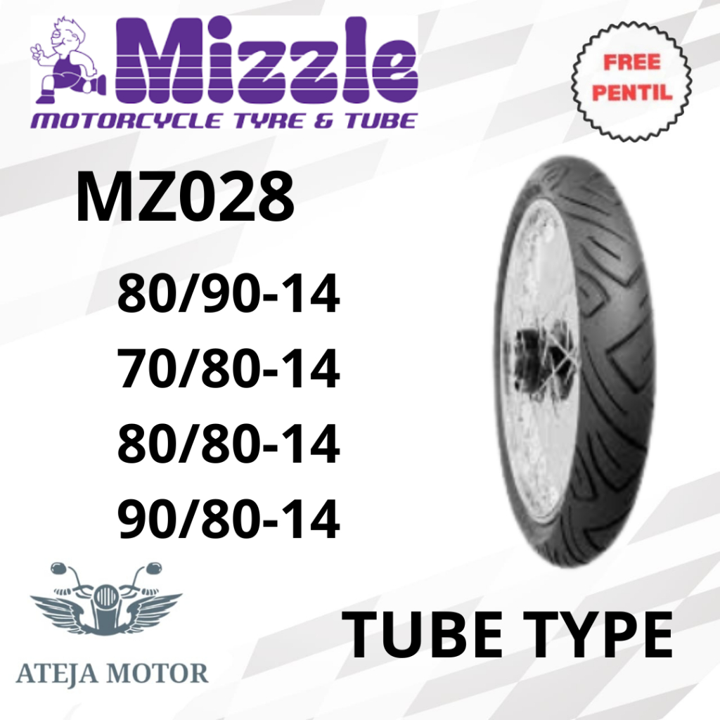 Ban Ring 14 Ban Motor Mizzle MZ028 70/80-14 80/80-14 90/80-14 Tubetype (pakai ban dalam) Ban Motor R