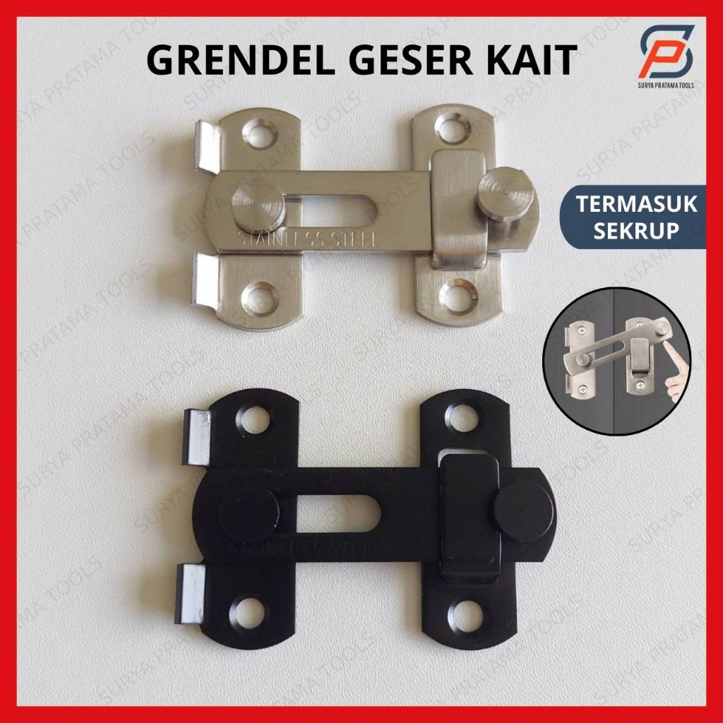 Grendel Pintu Geser Slot Pintu Hitam Satin Gerendel Dorong Geser Tarik Kunci Pengait