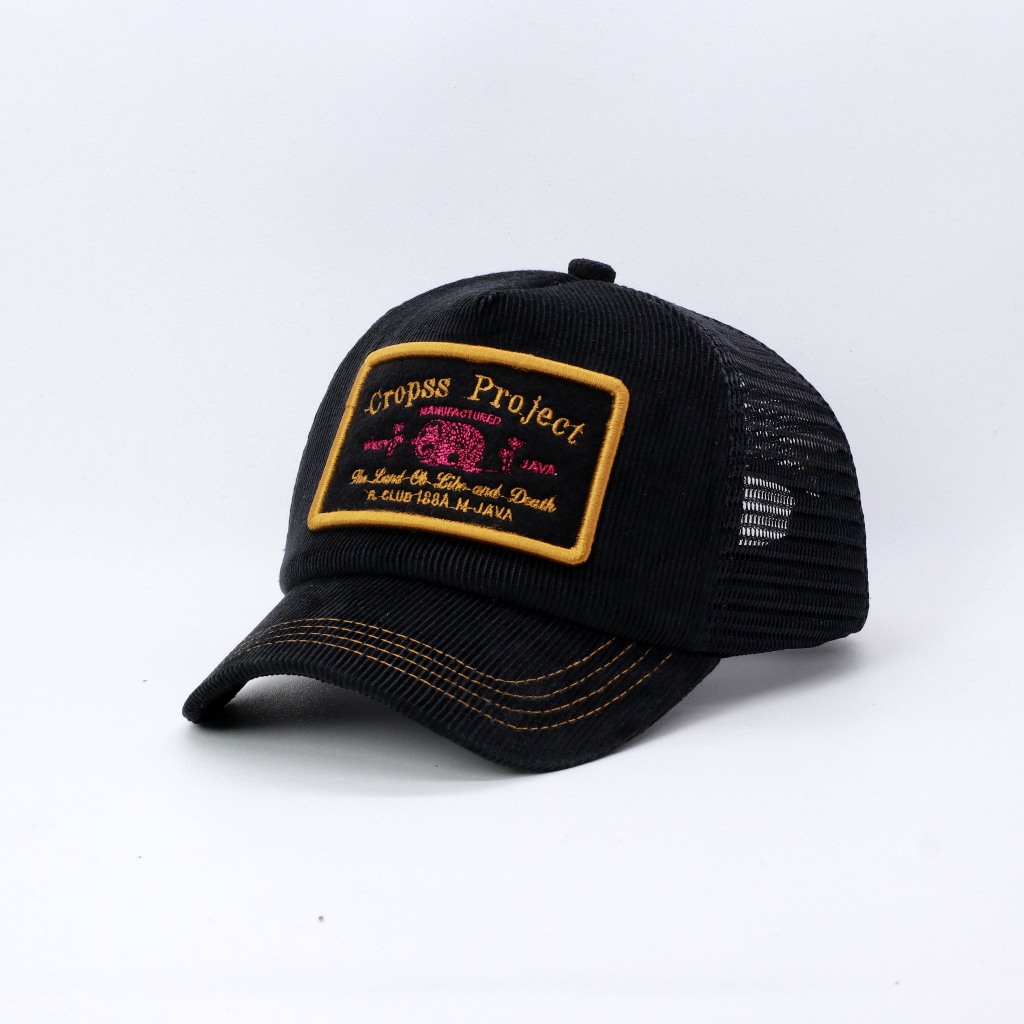 Cropss | Topi trucker topi jaring lidah pendek topi corduroy bordir land of live