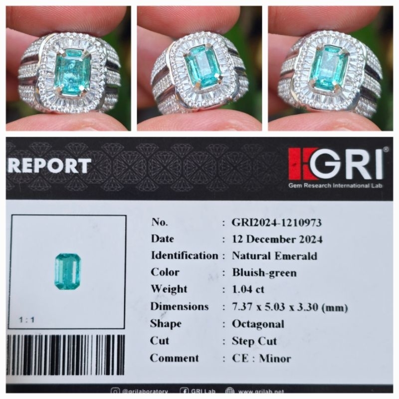 Natural Zamrud Bluish Green Emerald Minor Memo 1.04 crt