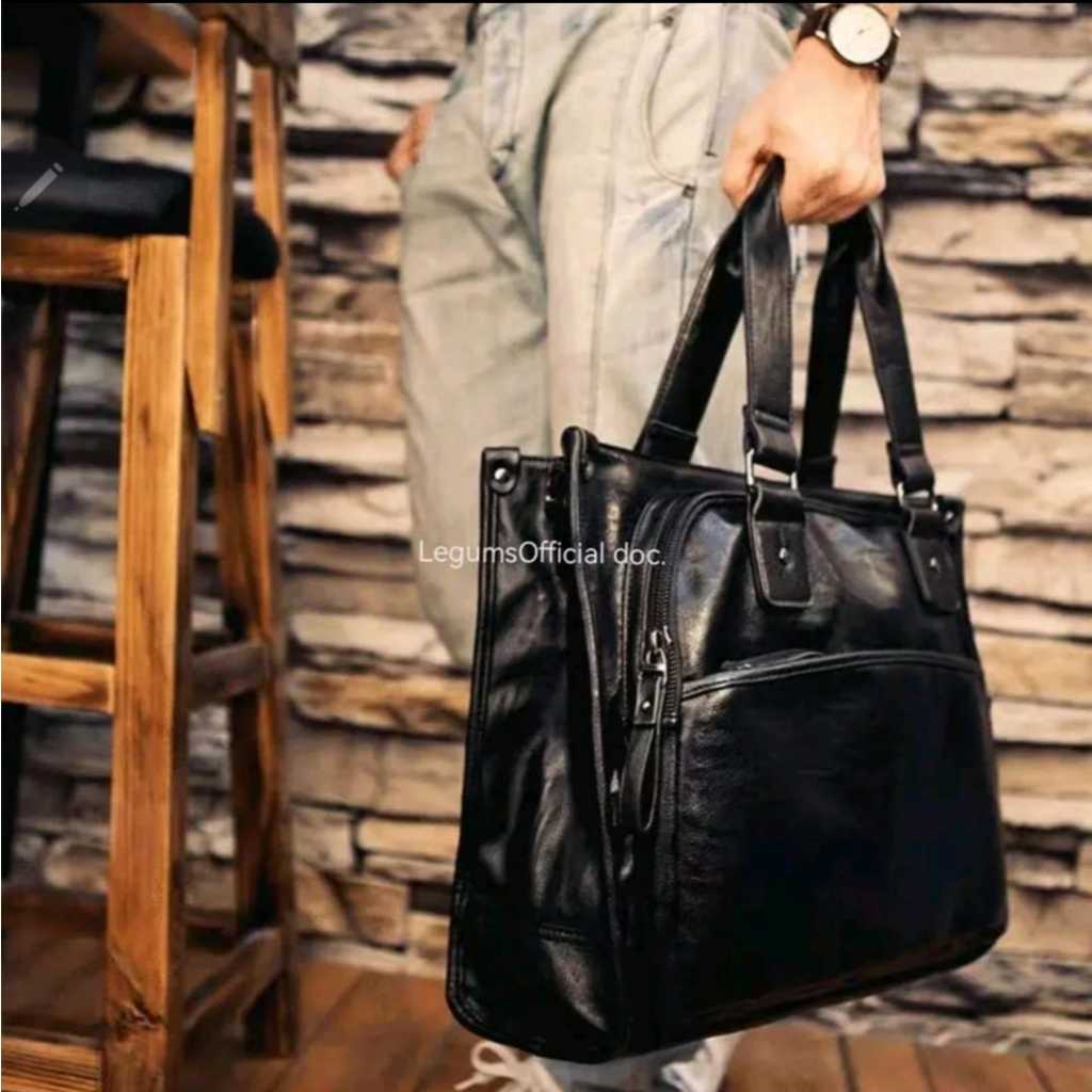 ToteBag Kulit Bergaya Korea untuk Pria - Cowok - Totebag