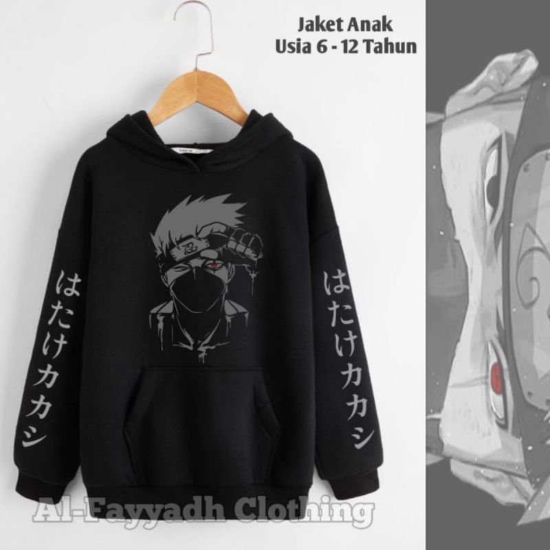 jaket hudi switer anak laki laki anime naruto karakter kakashi hatake gratis nama
