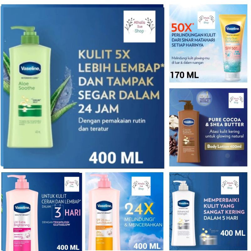 VASELINE INTENSIVE CARE ALOE SOOTHE HAND BODY LOTION HIJAU 400 400ML