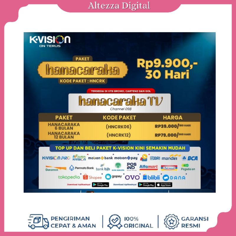 Tv Voucher Paket Hanacaraka TV K-Vision 1Bulan