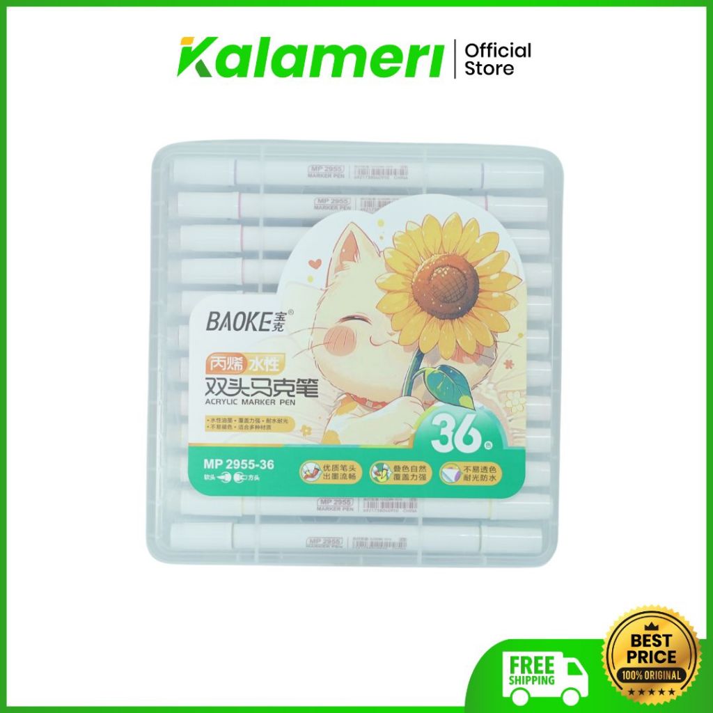 

KALAMERI - Baoke Acrylic Pen Marker 36C A - Pewarna Akrilik 36 Warna A