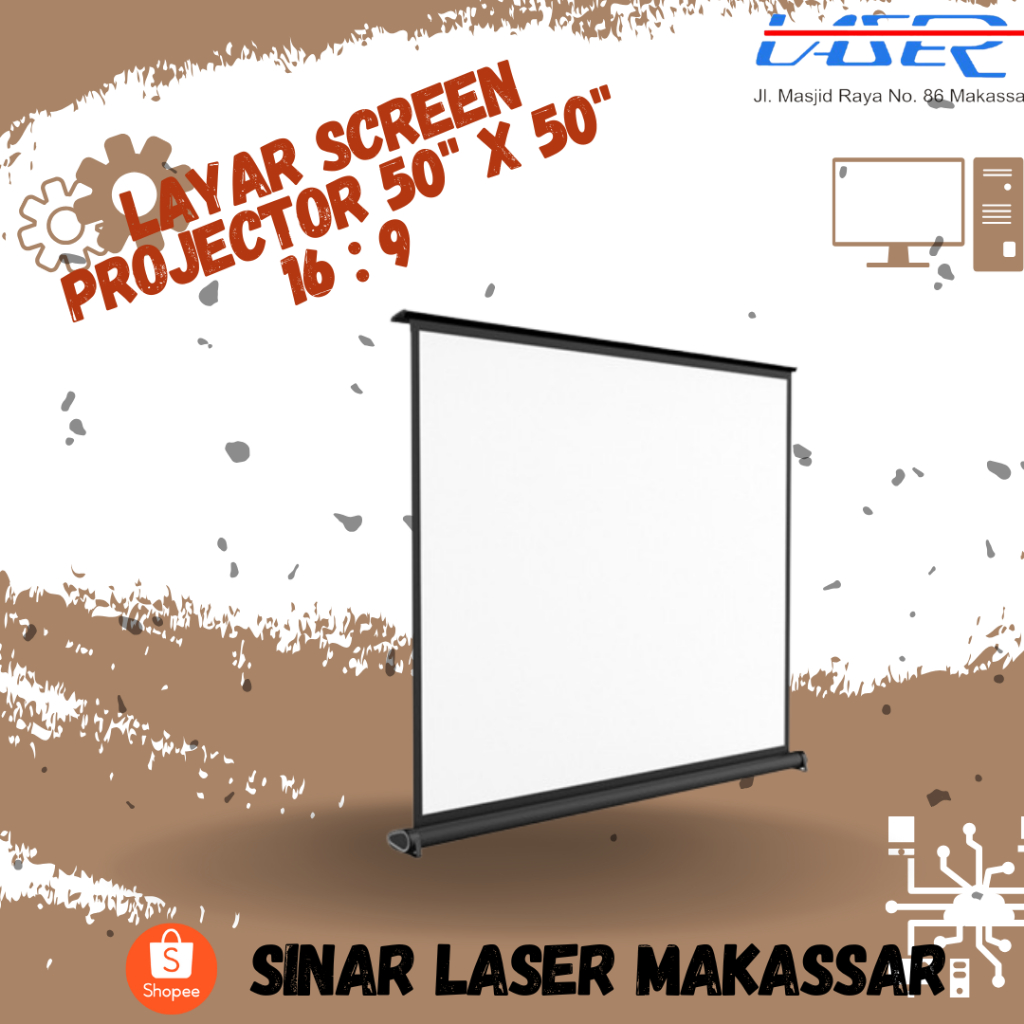 LAYAR SCREEN PROJECTOR PORTABLE 50 INCH 16 : 9 LAYAR PROYEKTOR MURAH
