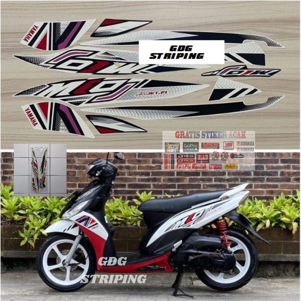 Striping Stiker Motor Yamaha Mio J 2012 Putih Pink Murah