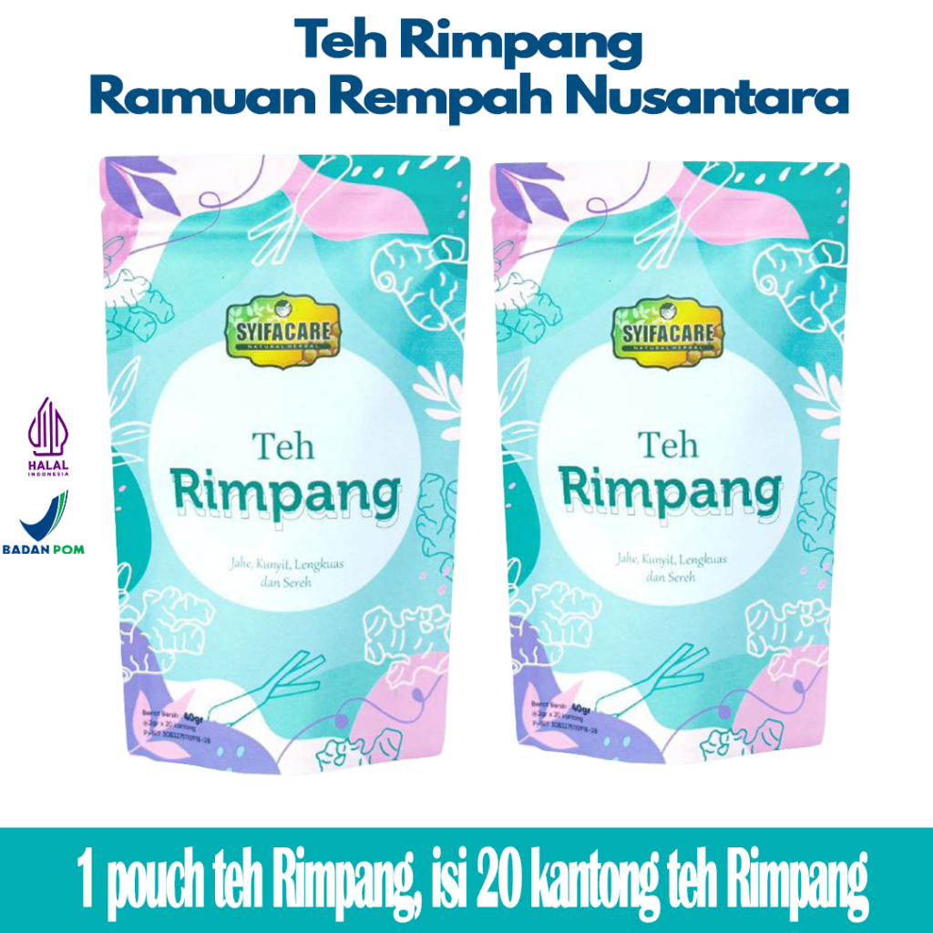 

Bundling 2 Pouch Teh Rimpang JSR Syifacare Celup Rempah 100% Bahan Alami Isi 20 Tea Bag