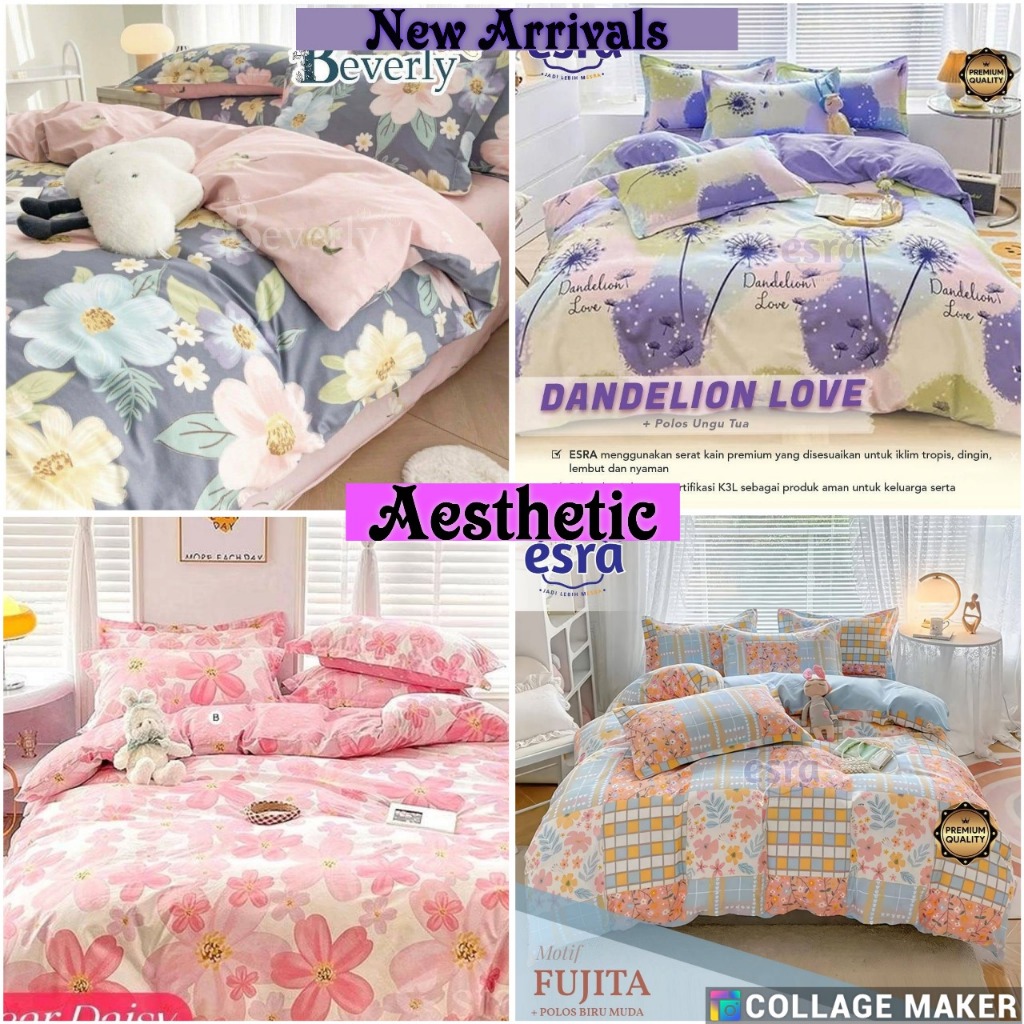 Sprei Set Motif Sprei Set Aesthetic Katun Cvc Premium Star Esra Beverly Motif Daun Leaf Bunga Garis