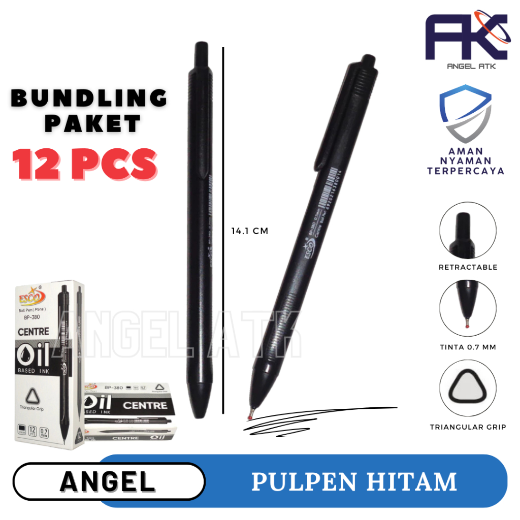 

Paket 12 Pcs Ballpoint Cetek / Pena Esco 380 / Pulpen Hitam / Tinta Terang / Tulisan Jelas / Pena Warna Hitam / Produk Termurah / COD / Atk Blessing