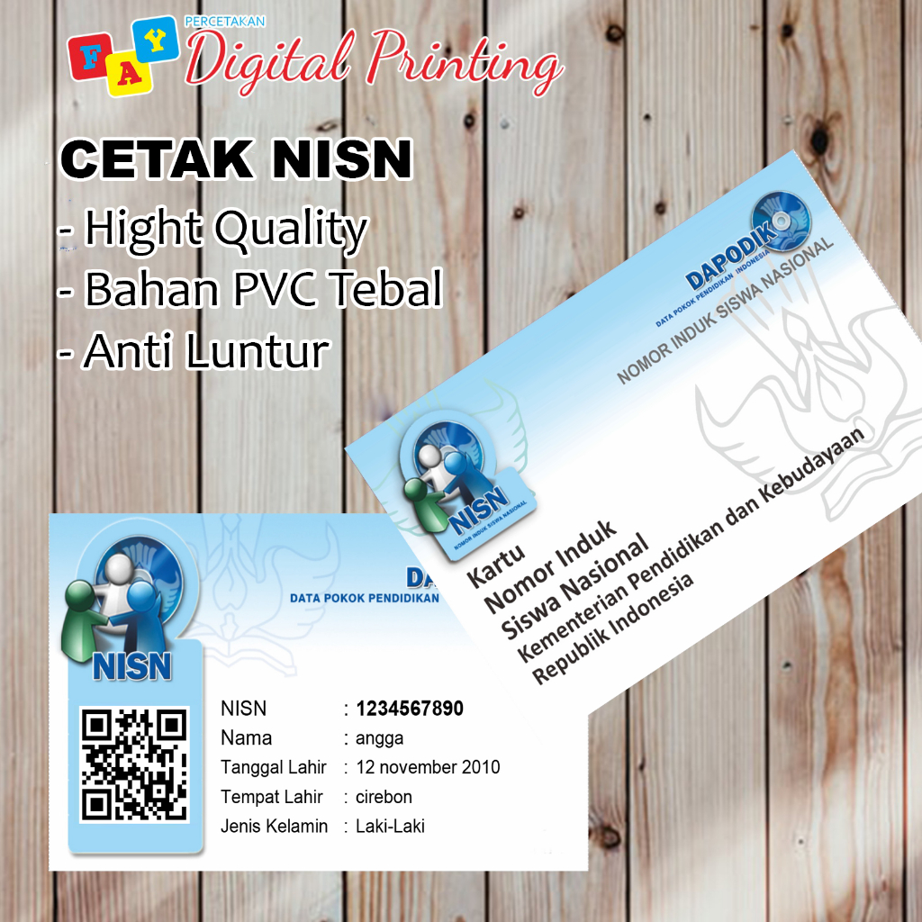 

CETAK KARTU PVC NISN BAHAN TEBAL