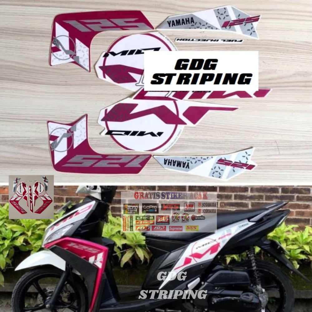 Striping Stiker Motor Yamaha Mio M3 125 2015 Pink Murah