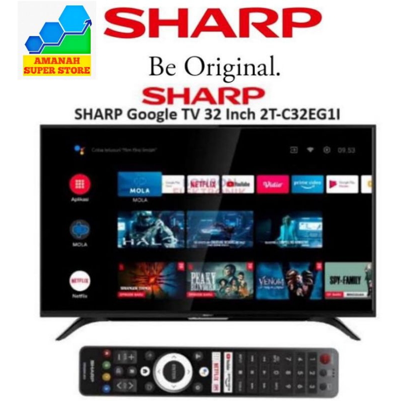 TV ANDROID LED DIGITAL 32 INCH SHARP C32EG1 GOOGLE TV