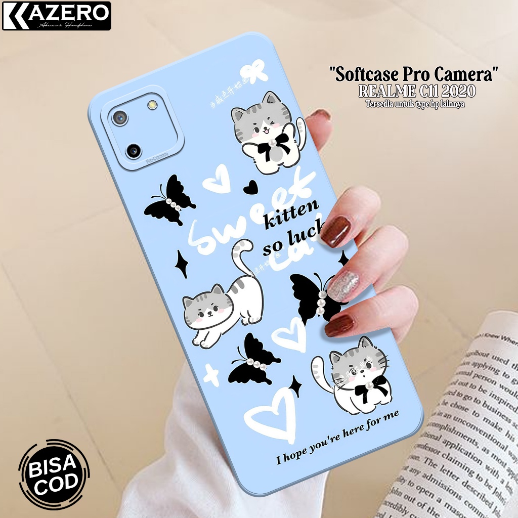 Case REALME C11 2020 - Fashion Case Kucing  - Softcase REALME C11 2020 - Silikon Pro Camera - Kesing