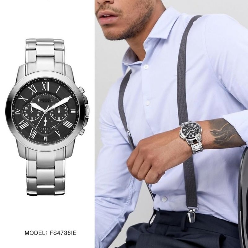 jam tangan pria original fs4736ie fs 4736ie fs 4736 grant chronograph black dial original garansi re