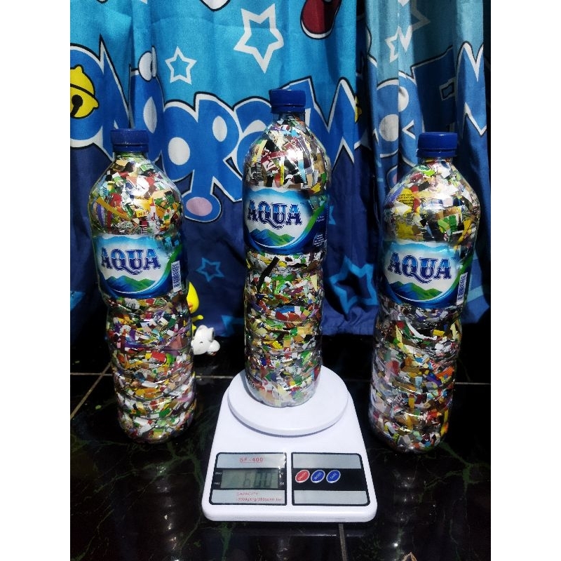 Ecobrick botol AQUA ukuran 1,5liter berat 600gram