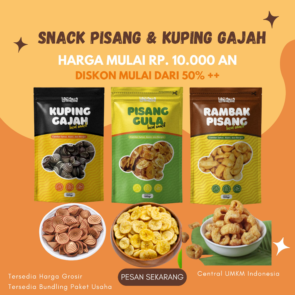 

Snack Pisang dan Kuping Gajah Eksklusif - Cemilan UMKM Indonesia