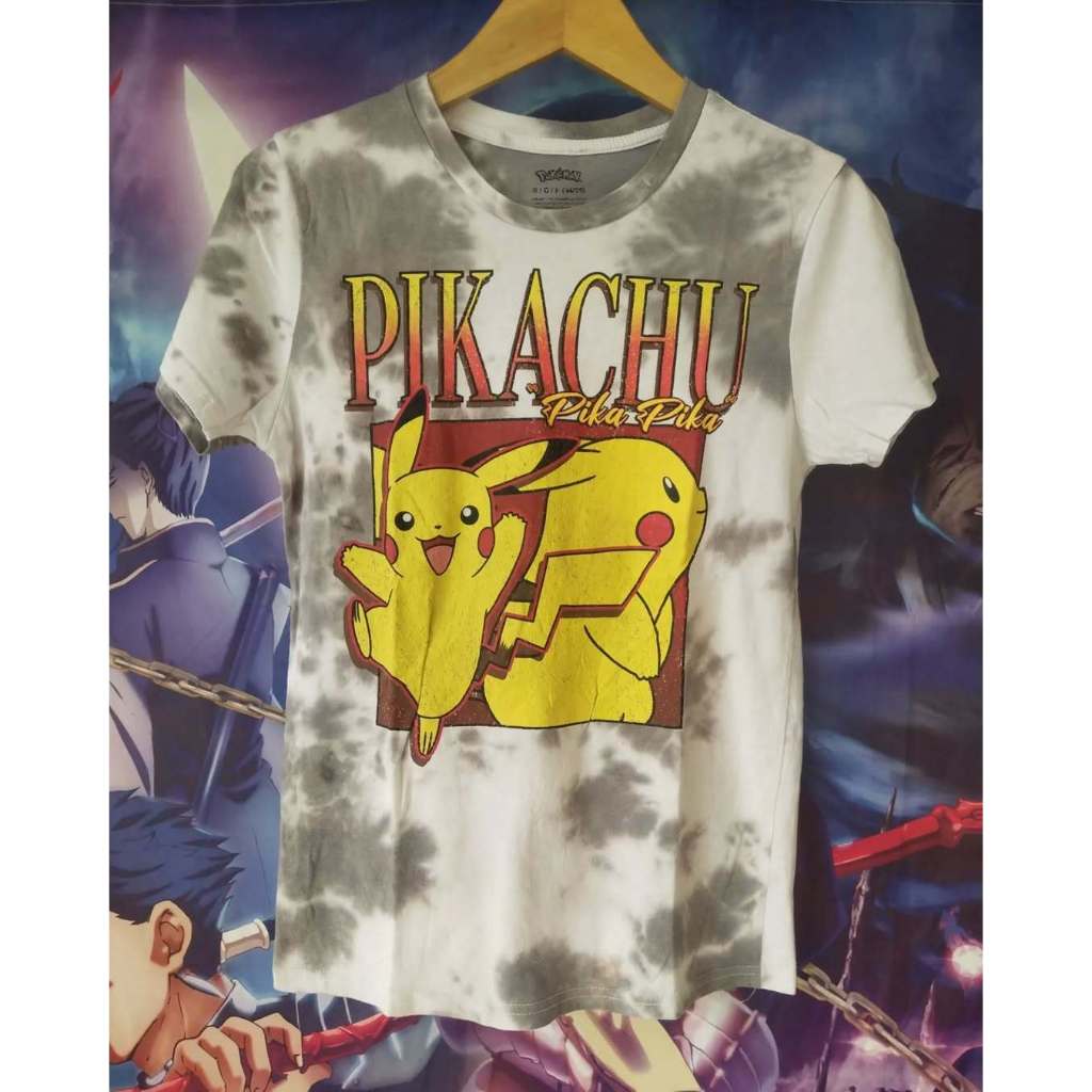 Pokemon Pikachu Big Print Tie Dye Official Anime Tee Kaos Tshirt Original Second Merch Japan Korea B