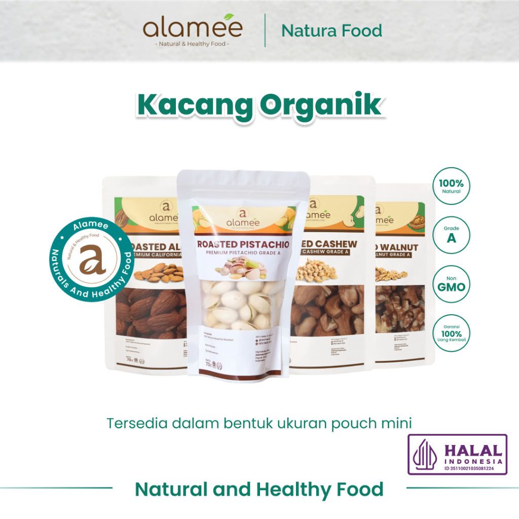 

alamee kacang panggang almond mede walnut pistachio Premium Roasted Grade A California