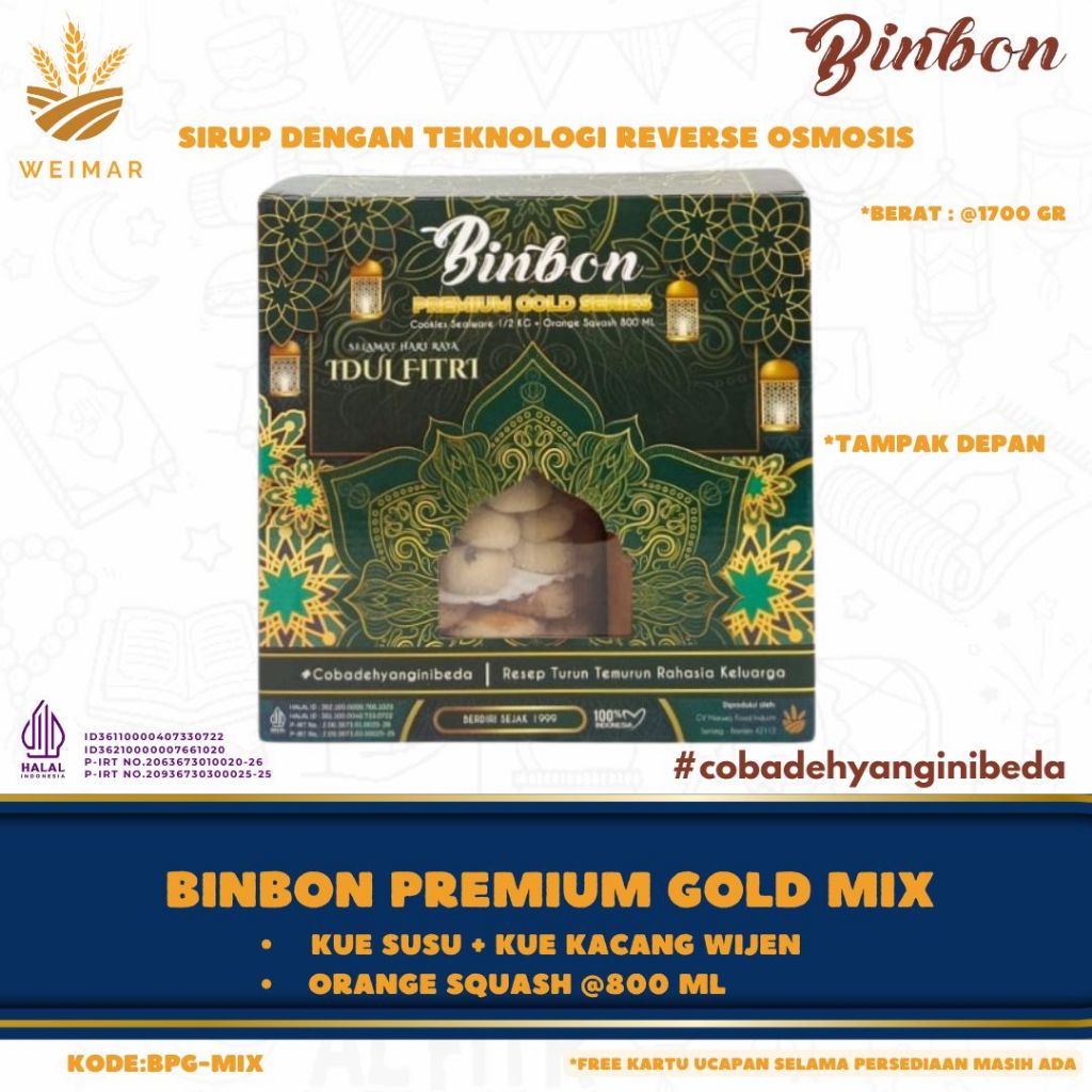 

Binbon Premium Gold 2 Rasa + Orange Squash 800ML Hampers Lebaran