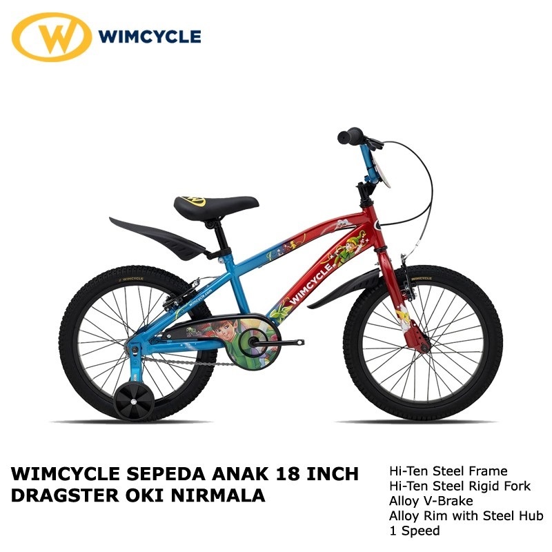 WIMCYCLE DRAGSTER OKI NIRMALA [18 INCH] SEPEDA ANAK BMX DENGAN RODA BANTU