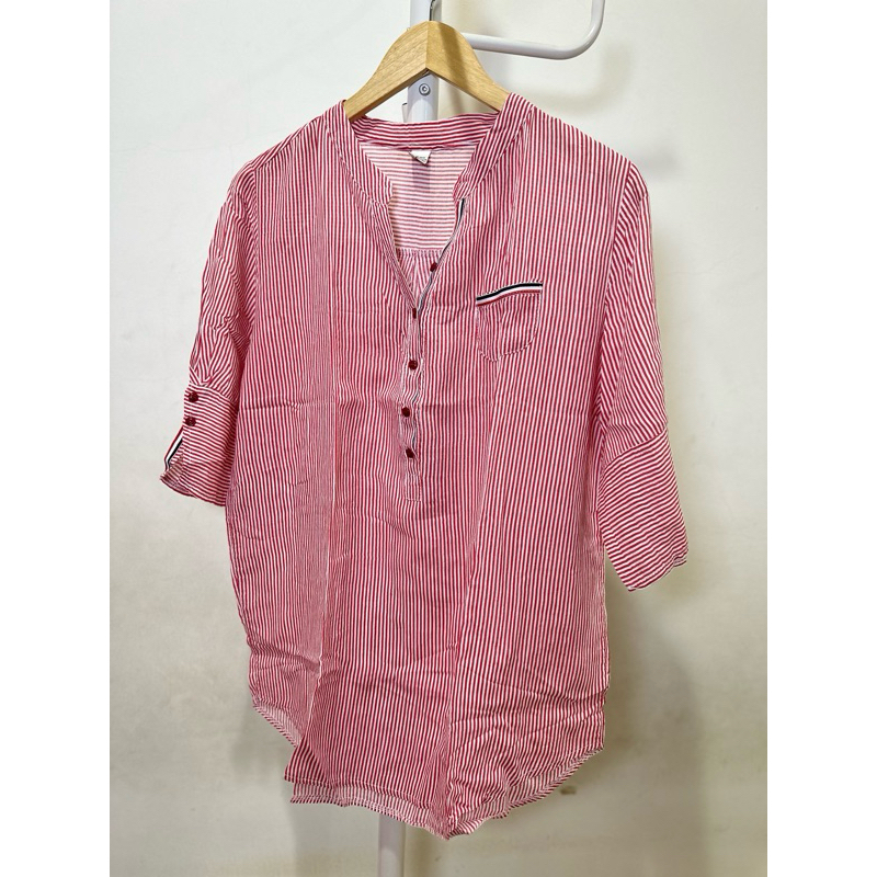 preloved kemeja salur pink